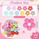 XunYee 44 Pcs Colorful Flower Silicone Beads Cute Flower Flat Spacer Beads for Jewelry Making Bulk Adults DIY Bracelets Necklaces Earrings Anklets Keychains Crafts Supplies