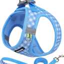 AIITLE No-Pull Pet Harness with a Leash, Plaid Comfort Padded Vest, Step in Dog Harness, Reflective Bands, Soft Breathable Pet Supplies, for Dogs and Cats Blue, S