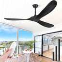 Haipeel 52 Inch Ceiling Fan no Light, Wood Ceiling Fans without Lights with Remote Control, Indoor Outdoor Ceiling Fan for Porch Garage Modern Propeller Black Ceiling Fans 3 Blades, Matte Black