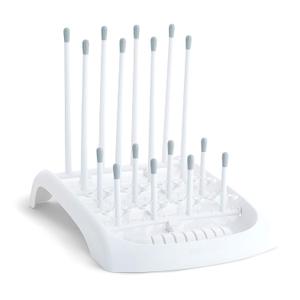 Munchkin Fold Baby Bottle Drying Rack - Compact Design Folds Flat for Easy Storage, White/Grey (1 Count (Pack of 1))