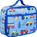 Wildkin Kids Insulated Lunch Box  Durable and Reusable for School & Travel - Trains, Planes, and Trucks (9.75 x 7 x 3.25 inches)