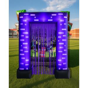 7FT Halloween Inflatable Pixel Trunk or Treat Car Decorations Kit for SUV BannerHalloween Garage Door Decorations Outdoor Haunted House (Pixel Gate)