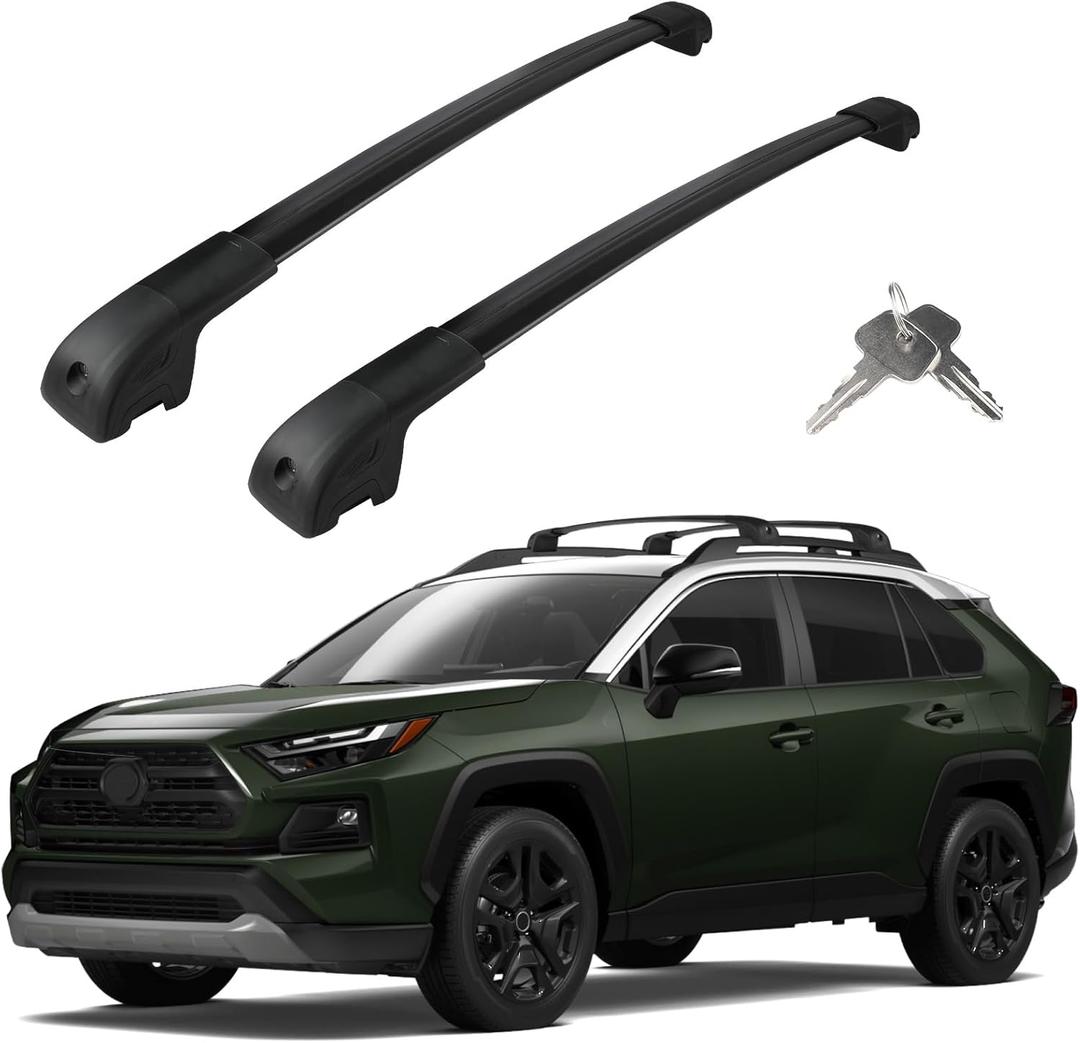 Roof Rack Cross Bars Compatible with Toyota RAV4 Adventure/TRD Off-Road 2019-2025, Adjustable Aluminum Heavy Duty 300 LBS Anti-Theft Lock Cargo Carrier Rooftop Crossbar for Bike, Snowboard, Luggage