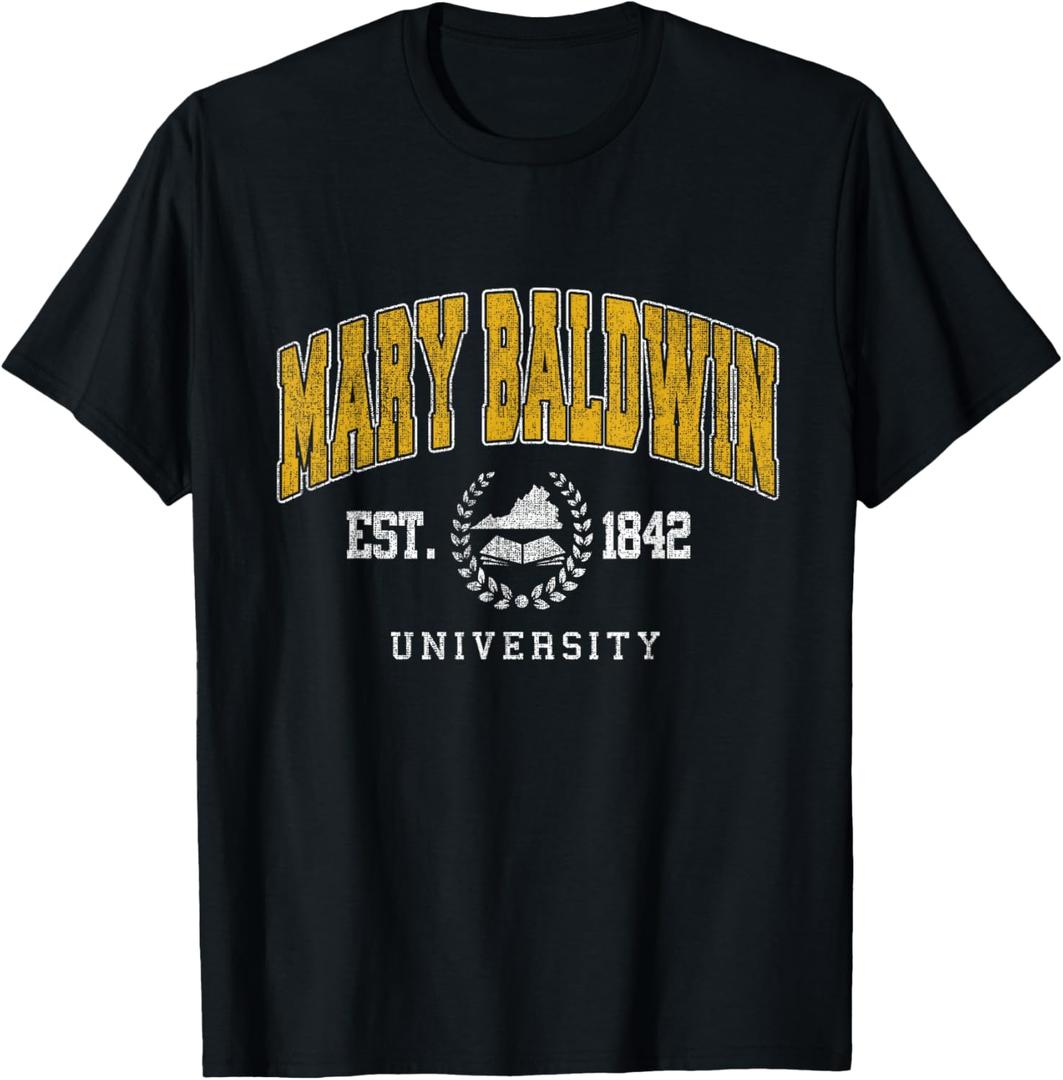 Retro Vintage Mary Baldwin Athletic Sports Tee Men Women T-Shirt For Ladies S