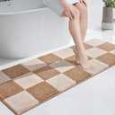 PURRUGS Bathroom Rug NonSlip Machine Washable 24" x 60", Super Absorbent and QuickDry Bath Mat, Extra Soft and Plush Bath Rug for Shower, Bathtub and Sink, Beige & Grayish Brown