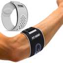 Fit Geno Elbow Brace for Tennis & Golfer's Elbow: Adjustable Elbow Strap for Tendonitis Pain Relief with Compression Pad - Support for Sports Men and Women - Forearm 10''-15.5'', 1 Pack (Black)