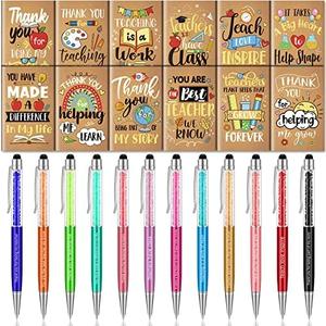 24 Pcs Funny Pens Notepads Gifts Set for Teacher Nurse Christian Theme Appreciation Gift Bulk Inspirational Negative Motivational Notepad Diamond Ballpoint Pen for Nurse Teacher Office (Classic)