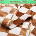 Preboun 6 Pack Fleece Throw Blankets, Buffalo Plaid Lightweight Throws for Sofa, Travel, Office & Bulk Use(50 x 60 Inch,Khaki and White)