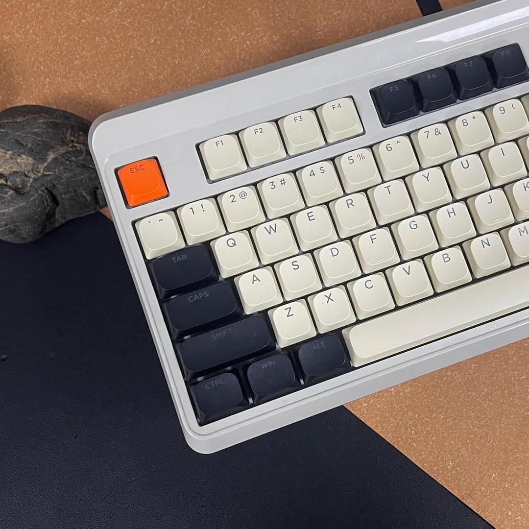 Womier Low Profile Keycaps - PBT Shine Through Keycaps 60 65 75 100 Percent, Retro Keyboard Key caps Full Size for Cherry Gateron MX Switches Mechanical Keyboard, Retro Carbon Color