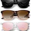 Sunglasses-women Polarized Sunglasses-womens: Trendy Sun Glasses polarized UV400 Protection Fashion Sunglasses (Black+ Gradient Brown+clear Pink)