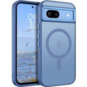 BENTOBEN for Google Pixel 8a Case, Google 8a Magnetic Case [Compatible with MagSafe] Translucent Matte Slim Shockproof Anti-Fingerprint Anti-Scratch Protective Cover for Google 8a 6.1 Blue