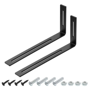 uxcell 2Pcs Adjustable L-Shape Corner Brace, 110 x 200 x 30mm l Corner Brace Slotted Joint Right Angle Bracket with Screws for Fixing Furniture Wood Shelves Cabinet Shelf, Black