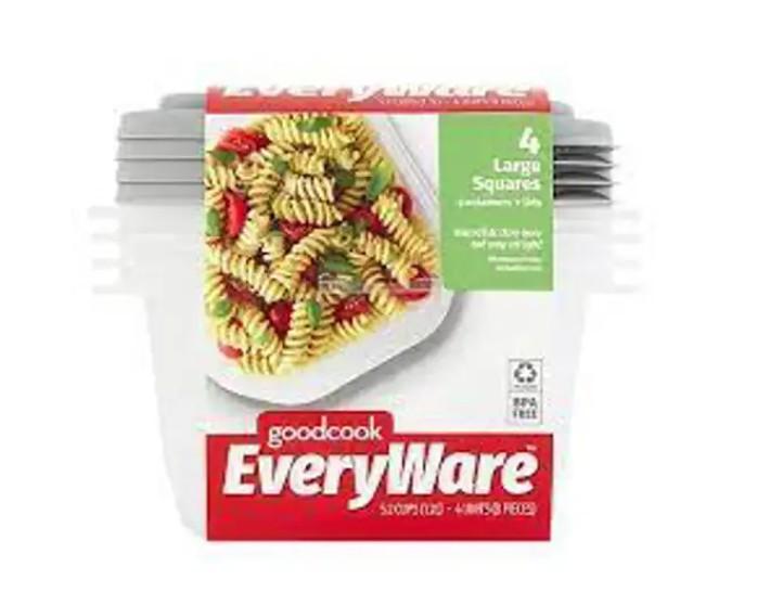 GoodCook EveryWare Food Container 4-Pack Set, Large Square Containers