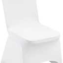 100 White Washable and Removable Universal Wedding Banquet Chair Covers with Polyester Spandex Elastic Sliding Arc Design Chair Covers