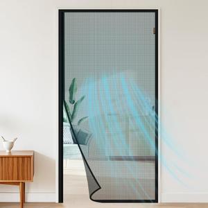 MAGZO Magnetic Screen Door Fits Door Size 32 x 80 Inches, Actual Screen Size 34" x 81" Heavy Duty Side Opening Screen Curtain Air Circulation Broader View-Black