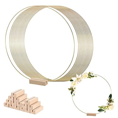 MECCANIXITY Metal Floral Hoop 12 Inch Wreath Rings Centerpiece Table Decorations Gold Tone for DIY Wedding Birthday Party Events 15 Set
