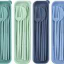 4 Sets Reusable Utensils Set with Case, Travel Utensils with Case, Reusable Utensils for Lunch Box Accessories, Portable Lunch Utensils Set for Travel Daily Use