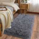 Ultra Soft Runner Rugs for Bedroom Hallways with Upgraded Non-Slip Rubber Backing & Thick Memory Sponge, 2 Packs 2x4 Feet Fluffy Shag Throw Area Rug for Bedside Dorm Dark Grey