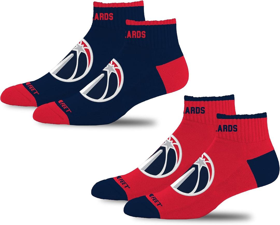 For Bare Feet NBA Unisex Front and Center 2 Pack Team Colors (Red, L)