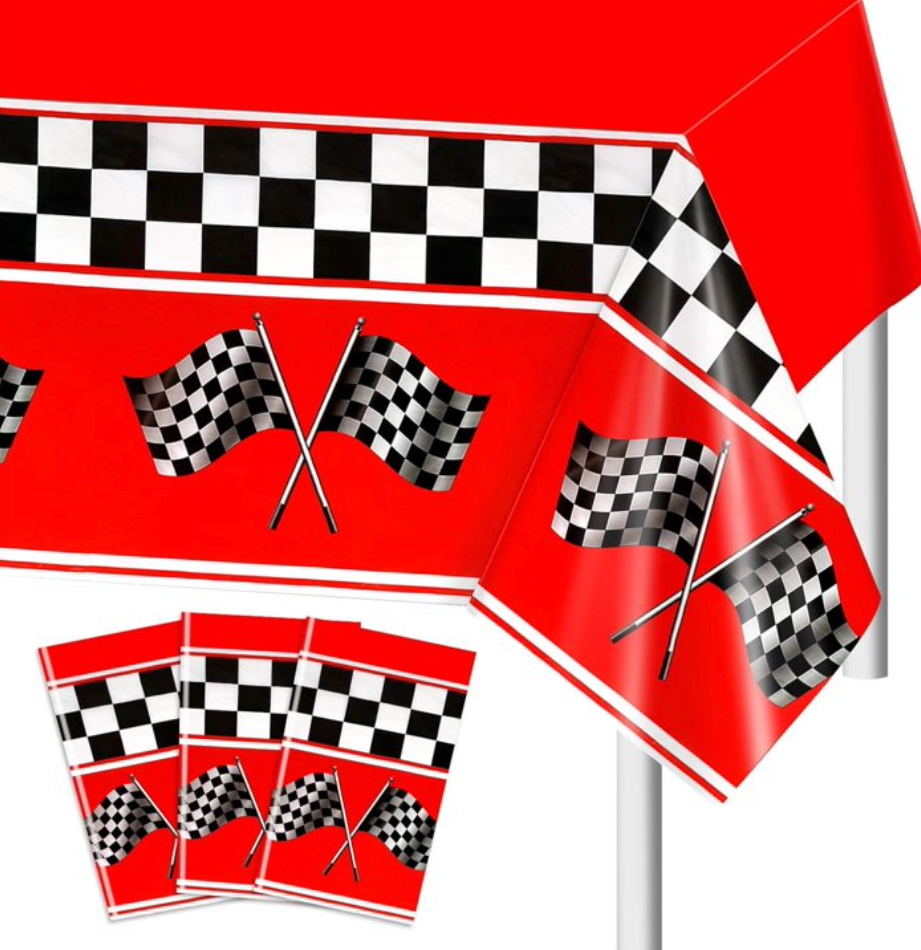 3 Packs Checkered Race Car Tablecloth Racing Car Table Covers Black and White Checkered Flag Tablecloth for Kids Birthday Party Supplies Two Fast Birthday Baby Shower Party Decorations