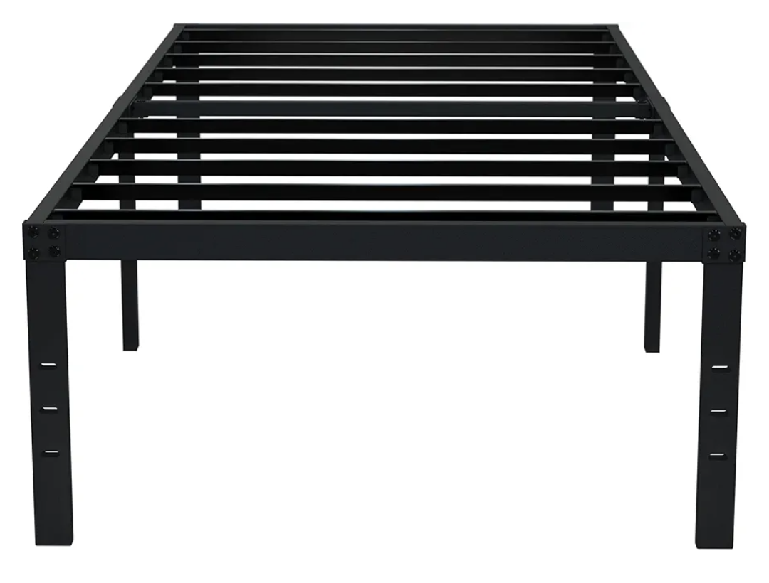 EMODA 18 Inch Twin XL Bed Frames No Box Spring Needed, Heavy Duty XL Twin Metal Platform Bed Frame with Tall Storage Space, Noise Free, Easy Assembly, Black