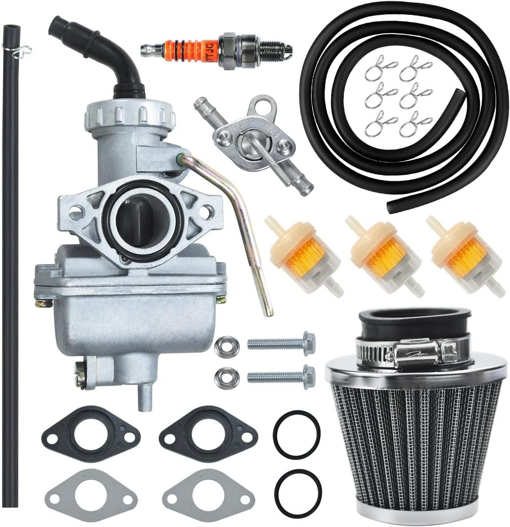 HOLATO PZ20 Carburetor Carb Air filter Fuel Line Kit for 50cc-125cc Taotao ATA-110B 125D Boulder B1 T-Force Coolster Apollo kazuma Kids ATV Four Wheeler XR70 XR80 CRF70 CRF80F Dirt Pit bike (BLACK)