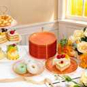 Rubtlamp 100 Pcs Clear Orange Gold Plastic Plates, Hammered Orange Party Plates,Heavy duty Dessert Plates,Disposable Salad/Dessert Platos,Clear Gold Plastic Platos 7 Inch for Party