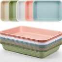 Mifoci 15 Pcs Activity Plastic Art Trays Morandi Color Art and Craft Tray Stackable Plastic Serving Trays for DIY Projects Painting Beads Home Classroom Storage (14.3 x 10.4 x 2 Inch)