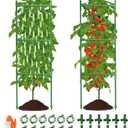 2 Pack Large Tomato Cage for Garden Up to 49" H X 16" W Metal Plant Support Stakes with Clips Triangle Pea Cages Cucumber Trellis for Vegetables Pots Vines Flowers Climbing Plants