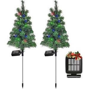 Solar Christmas Tree Garden Stake Lights Waterproof Christmas Decorations Tree Lights Outdoor Xmas Tree Light Christmas décor Pathway Lights Patio Yard (Color, 1pcs