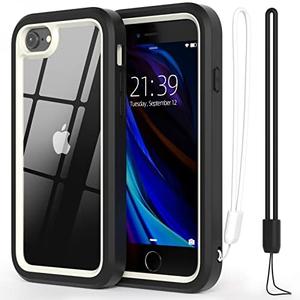 WXR for iPhone SE case 2022/2020,iPhone 8/7/6S/6 case,Soft Silicone Bumper & Crystal Clear Hard PC Back and Inner,3in1 Heavy Dropproof Case for iPhone SE 3rd/2nd 4.7 inch.. (White+Black)