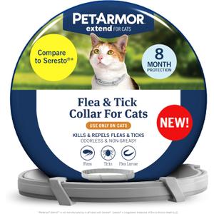 PetArmor Extend Cat Flea and Tick Treatment & Prevention Collar for Cats, 8 Months of Protection, Waterproof, Kills Fleas, Ticks, and Larvae, 1 Count