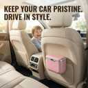 Car Trash Can with Lid - Leakproof Hanging Car Garbage Bin for Door & Seat Back - Waterproof Auto Trash Bag & Multifunctional Storage Organizer for SUV, Truck, Sedan (Pink)