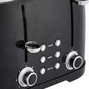 Amazon Basics 4 Slice Toaster with 4 Slots, 6 Browning Settings, Defrost, Removable Crumb Tray, Bagel Function, Cancel Button, 1600W, Black