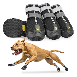 LUCKYPAW Dog Shoes for Large Medium Dogs, Breathable Dog Boots for Hot Pavement, Paw Protectors for Summer Walking Hiking Winter Snow Outdoor, No Slip Reflective Booties for Hardwood Floor-Black,6