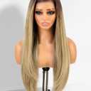 cuiud 13x4 HD Blonde Lace Front Wig 30inch Pre Plucked Glueless Synthetic Wig- Long Ombre Blond Natural Straight Wigs Easy Wear and Go Wigs for Women Beginner Friendly Daily Party Use
