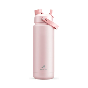 POWCAN 32 oz Insulated Water Bottle with 2-in-1 Straw and Spout Lid, Keep Cold 24H, Leak-Proof, BPA-Free, Double Wall Stainless Steel Water Bottle for Sports, Gym, Travel, and School (Cotton Candy)