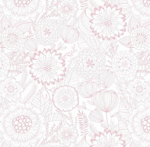 CiCiwind Peel and Stick Wallpaper Pink and White Floral Contact Paper Removable Self Adhesive Modern Eco-Friendly Decorative Bathroom Bedroom Cabinet Papel Tapiz para Pared 17.3" x 78.7" 2Pack