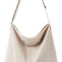 KALIDI Corduroy Tote Bag for Women Casual Zipper Tote Handbag Large Crossbody Hobo Shoulder Bag Work Fashion Women Purse (Cream White)