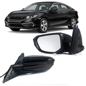 Left Driver Side Door Mirror For 2016-2021 HONDA CIVIC LX SE Sport with Power Mirror Manual Folding Non-Heat Match to Black Replace 76258-TBA-A02ZA HO1320283(3 Pins)