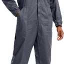 WORK IDEA Men's Coveralls Long Sleeve 100% Cotton Twill Workwear Jumpsuit Relaxed Fit (XX-Large, Grey)
