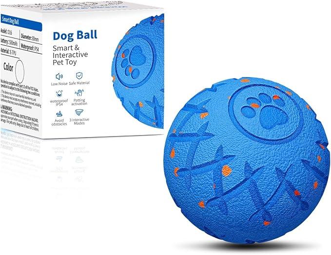 XINGZUAN Interactive Dog Ball, Automatic Moving, Bouncing and Rotating, Silent Foam Material, IP54 Waterproof Rating, Smart Active Rolling, Stimulation Toys for Medium and to Keep Them Busy (Blue)