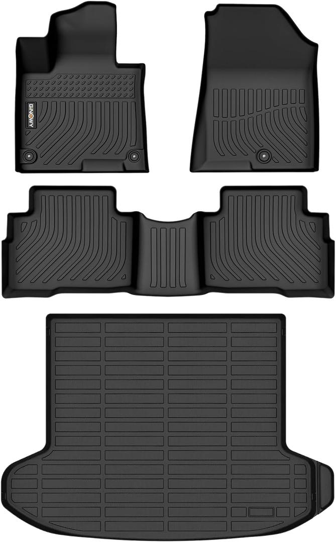 GINOWY- Floor Mats & Cargo Liner for Kia Sportage Hybrid 2023 2024 2025, TPE All Weather Sportage Hybrid 2024 Car Mats, Custom Fit Floor Liners Anti-Slip Trunk Mat 2025 Sportage Accessories Black