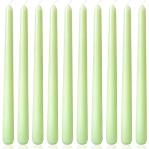 10 Inch Light-Green Taper Candles for Home Decoration, 10 Pack Unscented Candlesticks for Spring Dinner Wedding Christmas Party, Smokeless and Dripless Candle Sticks