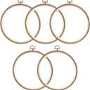 PATIKIL 5 Pieces 6 Inch Embroidery Hoops Frame Round Imitated Wood Circle Cross Stitch Hoop Ring for Embroidery Art Craft Handy Sewing Decoration