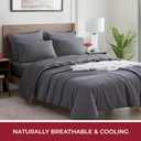 Mellanni 400 Thread Count Cotton Sateen Bedding Set - 4 Piece Bed Sheets Set - Fits Mattresses up to 16" Deep - Cooling Sheet for Hot Sleepers (King, Gray)