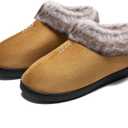 Mishansha Women's House Shoes Memory Foam Suede Moccasin Slippers Winter Warm Fleece Lined Home Shoes with Anti-Skid Rubber Sole (Light Brown)
