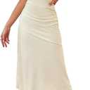 Kikibell Women's Cocktail Dresses Sleeveless Ruched Elegant Semi Formal Wedding Guest Prom Party Summer Maxi Dress (Large, Beige)