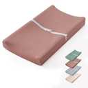 Blissful Diary Muslin Baby Changing Pad with Waterproof Lining Foam, Diaper Changing Table Pad with Cover for Dressers (Dusty Pink, Rectangular)