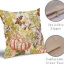 Fall Pillow Covers 16x16 Inch Set of 2 Autumn Burnt Orange Pumpkin Maple Leaf Print Decorative Throw Pillowcases Outdoor Rustic Farmhouse Seasonal Cushion Cases Decor for Sofa Couch Bed